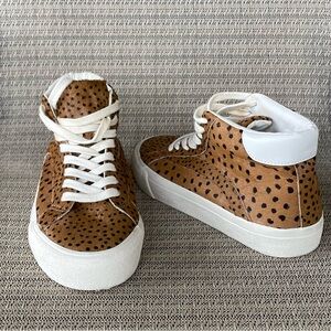 Madewell Sidewalk HighTop Sneakers Spot Dot Calf Hair Size 6.5